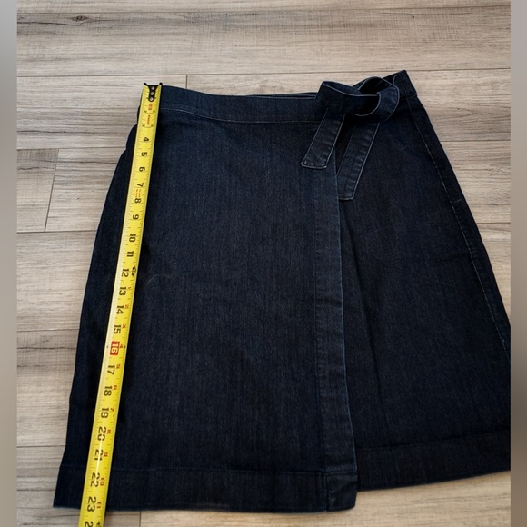 LOFT Dark Blue Denim Wrap Skirt 14 High Waist Jean Skirt Workplace Office Fall - Picture 7 of 11